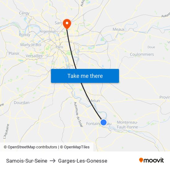 Samois-Sur-Seine to Garges-Les-Gonesse map