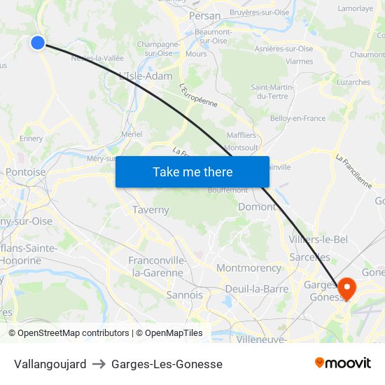 Vallangoujard to Garges-Les-Gonesse map