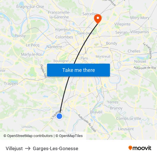 Villejust to Garges-Les-Gonesse map