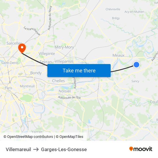 Villemareuil to Garges-Les-Gonesse map