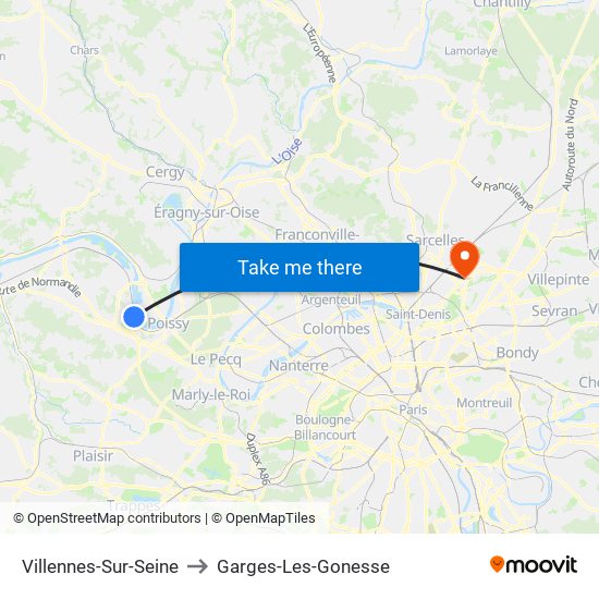 Villennes-Sur-Seine to Garges-Les-Gonesse map