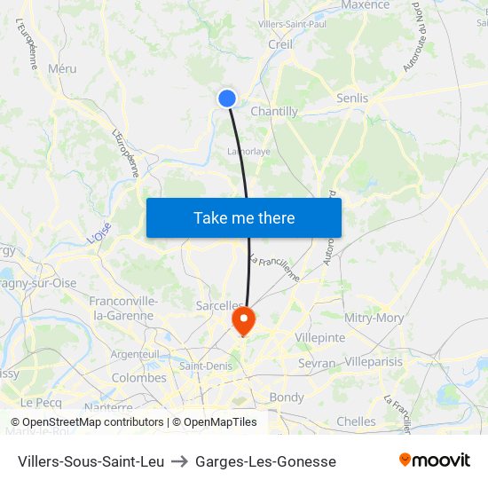 Villers-Sous-Saint-Leu to Garges-Les-Gonesse map