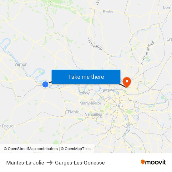 Mantes-La-Jolie to Garges-Les-Gonesse map