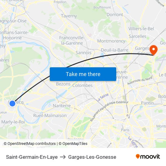 Saint-Germain-En-Laye to Garges-Les-Gonesse map