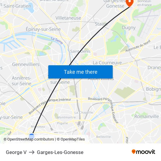 George V to Garges-Les-Gonesse map