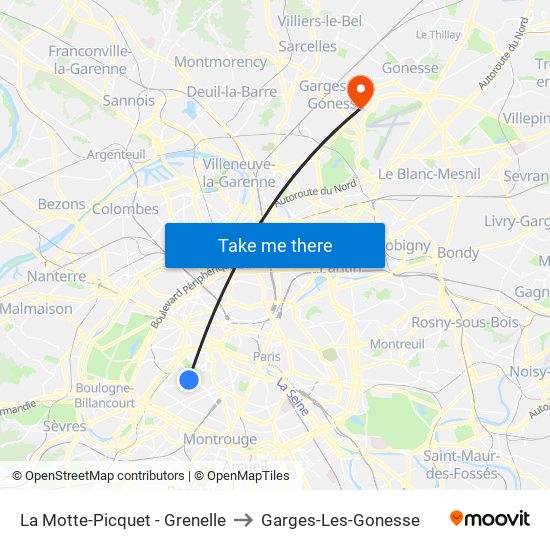 La Motte-Picquet - Grenelle to Garges-Les-Gonesse map