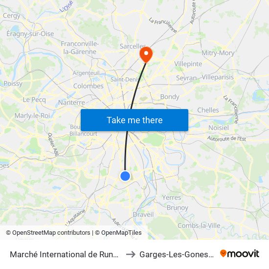 Marché International de Rungis to Garges-Les-Gonesse map