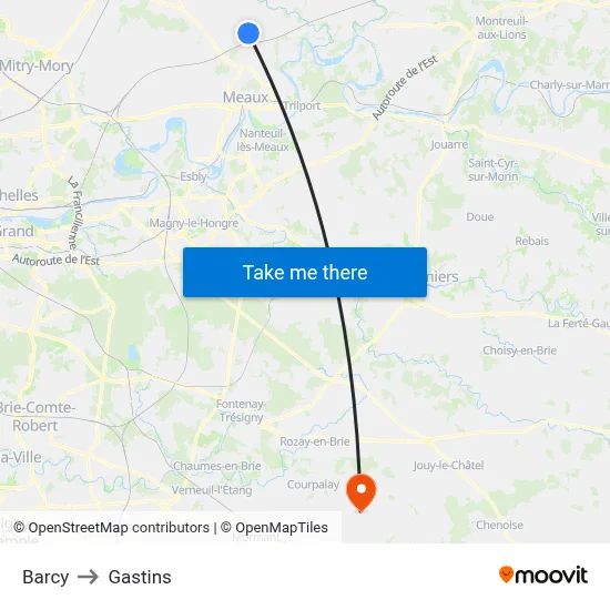 Barcy to Gastins map