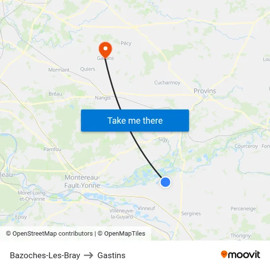 Bazoches-Les-Bray to Gastins map