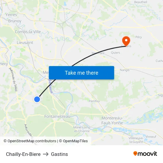 Chailly-En-Biere to Gastins map