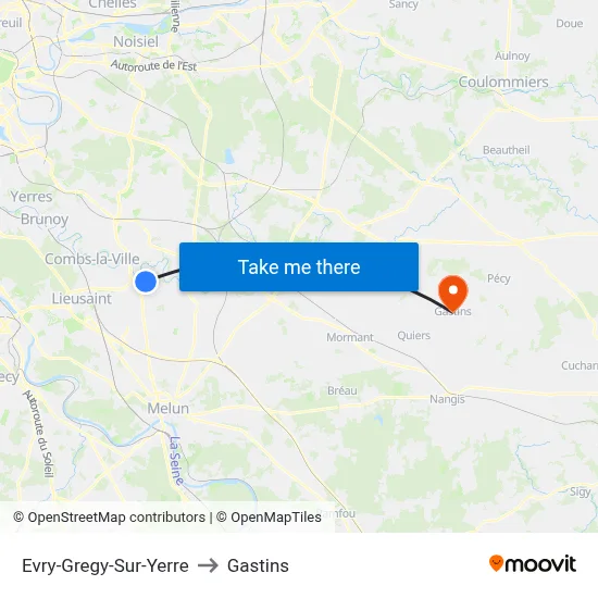 Evry-Gregy-Sur-Yerre to Gastins map