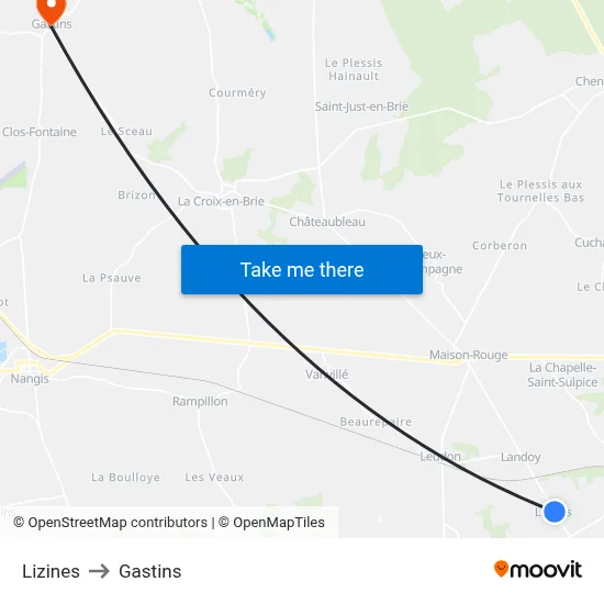 Lizines to Gastins map