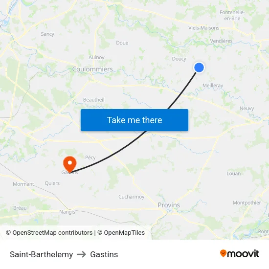 Saint-Barthelemy to Gastins map
