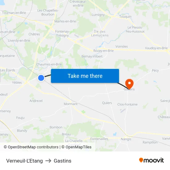Verneuil-L'Etang to Gastins map
