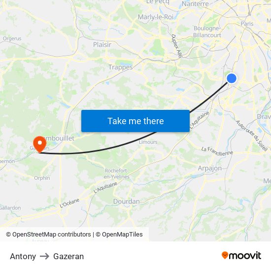 Antony to Gazeran map
