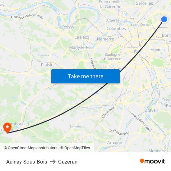 Aulnay-Sous-Bois to Gazeran map