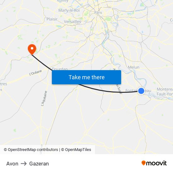 Avon to Gazeran map