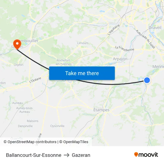 Ballancourt-Sur-Essonne to Gazeran map
