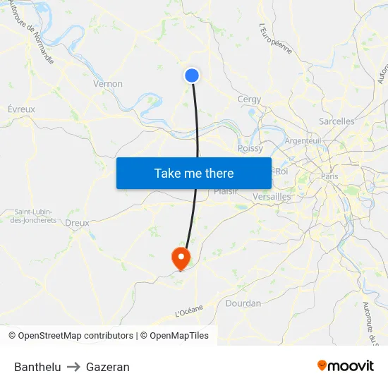 Banthelu to Gazeran map