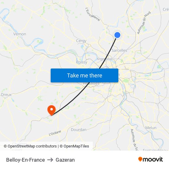 Belloy-En-France to Gazeran map
