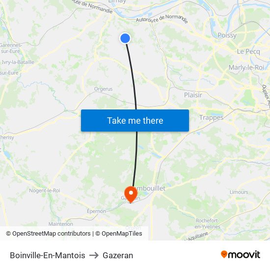 Boinville-En-Mantois to Gazeran map