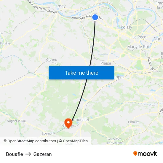 Bouafle to Gazeran map