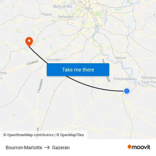 Bourron-Marlotte to Gazeran map