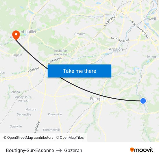 Boutigny-Sur-Essonne to Gazeran map