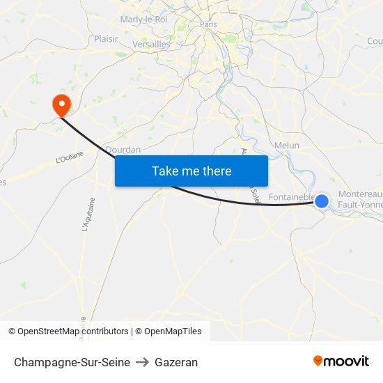 Champagne-Sur-Seine to Gazeran map