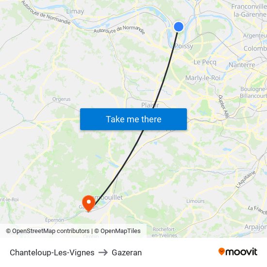 Chanteloup-Les-Vignes to Gazeran map