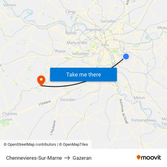Chennevieres-Sur-Marne to Gazeran map