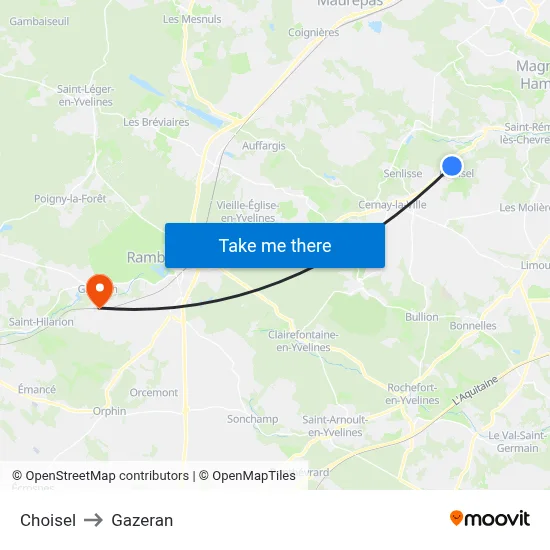 Choisel to Gazeran map