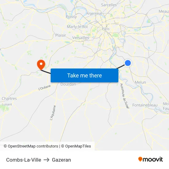 Combs-La-Ville to Gazeran map