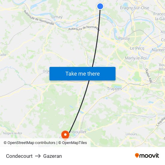 Condecourt to Gazeran map