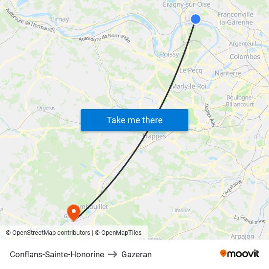 Conflans-Sainte-Honorine to Gazeran map