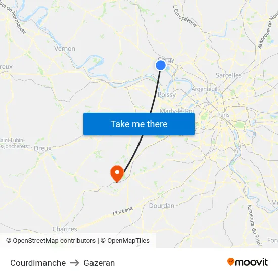 Courdimanche to Gazeran map