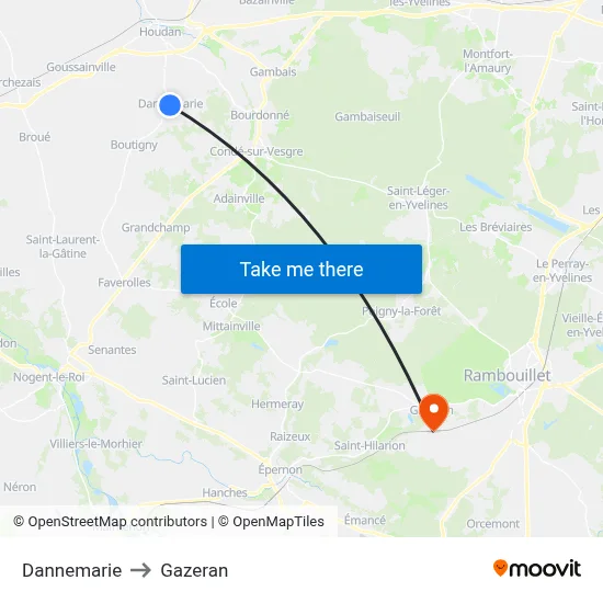 Dannemarie to Gazeran map