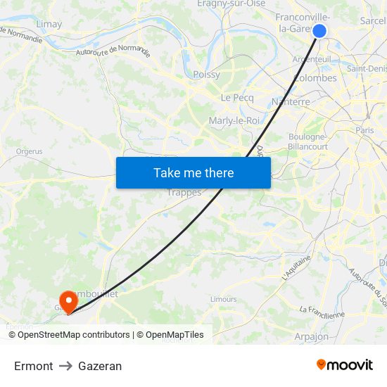 Ermont to Gazeran map