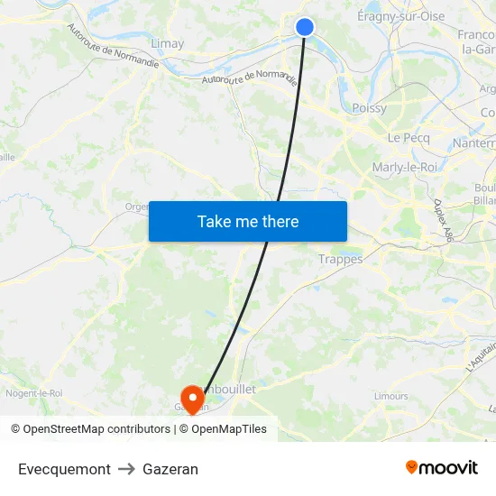 Evecquemont to Gazeran map