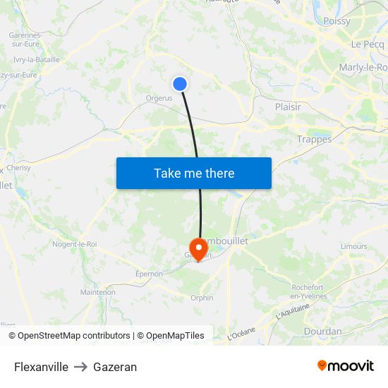 Flexanville to Gazeran map