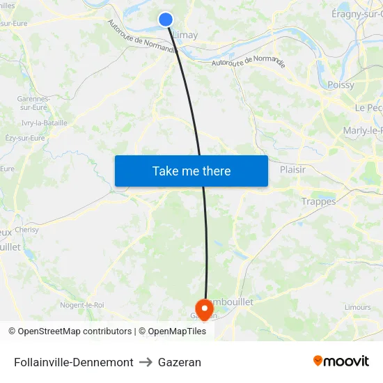 Follainville-Dennemont to Gazeran map