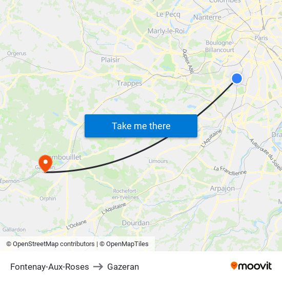 Fontenay-Aux-Roses to Gazeran map