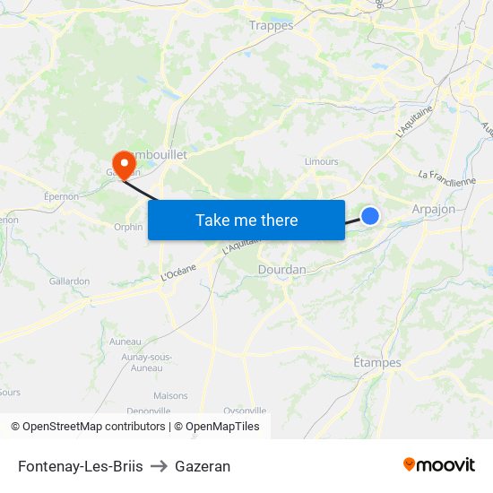 Fontenay-Les-Briis to Gazeran map