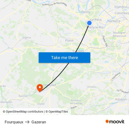 Fourqueux to Gazeran map