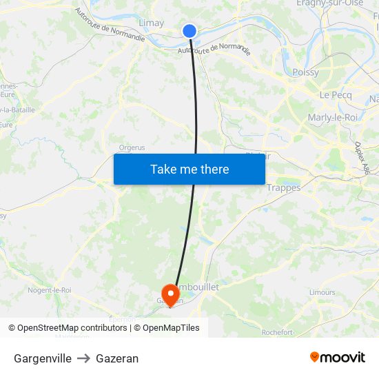 Gargenville to Gazeran map