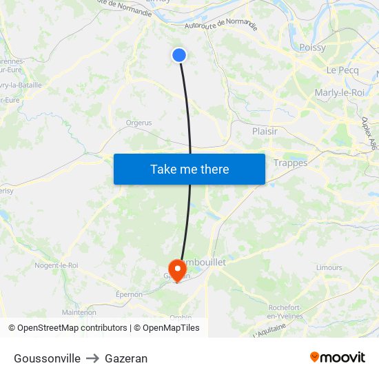 Goussonville to Gazeran map