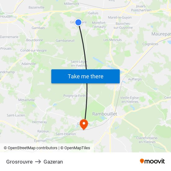 Grosrouvre to Gazeran map