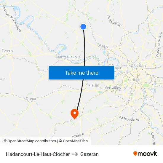 Hadancourt-Le-Haut-Clocher to Gazeran map