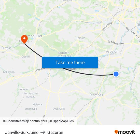 Janville-Sur-Juine to Gazeran map