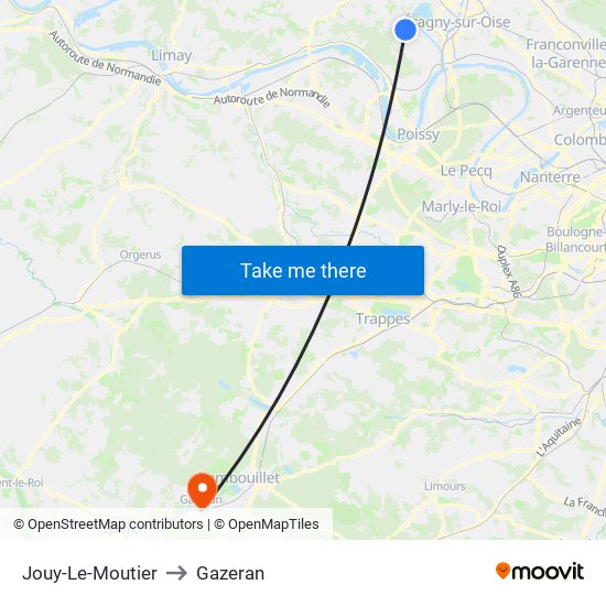 Jouy-Le-Moutier to Gazeran map